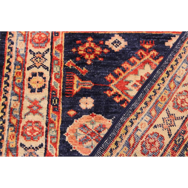 Caucasian Super Kazak Alistair Blue/Beige Hand Knotted Wool Rug - 2'1'' x 3'2''
