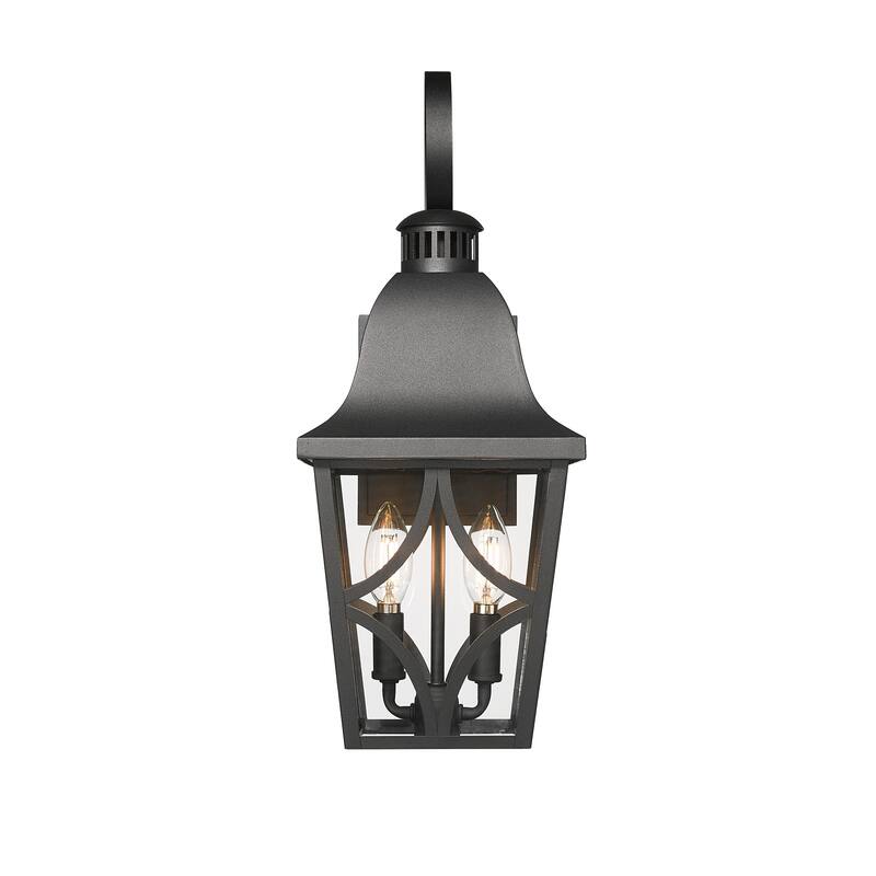 Anmytek Black Outdoor Wall Lantern Weatherproof Coastal Farmhouse Porch Light Clear Glass Exterior Lighting