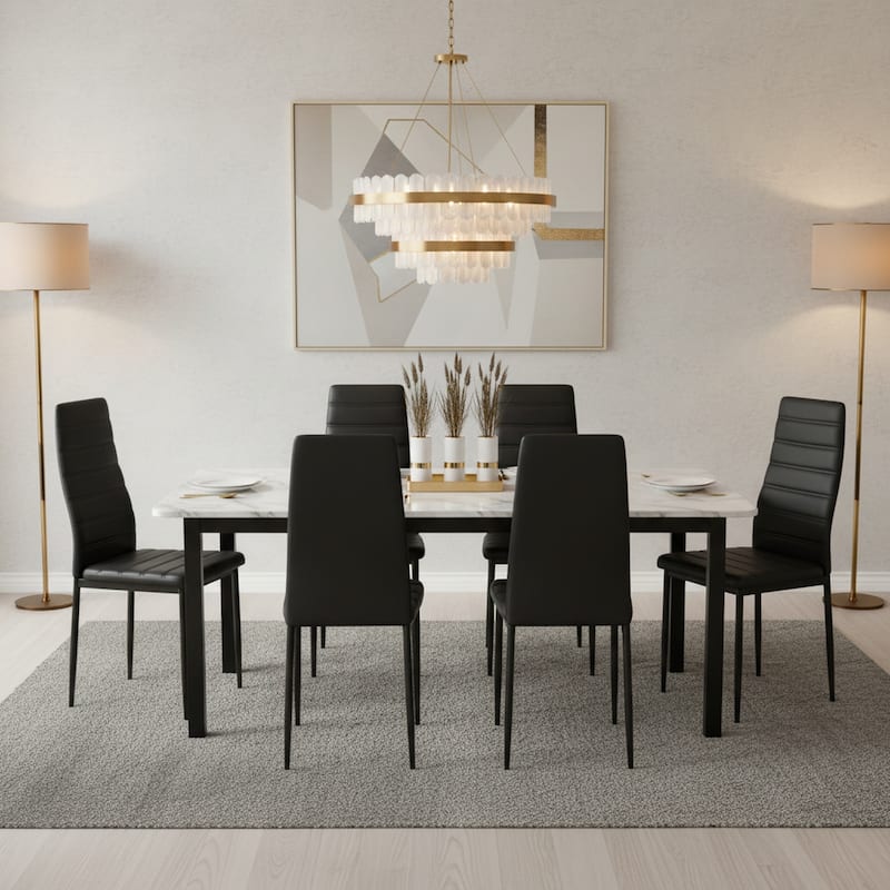 Homylin Modern PU Leather Dining Chairs with Metal Legs, Armless Padded Side Chairs for Kitchen & Dining Room