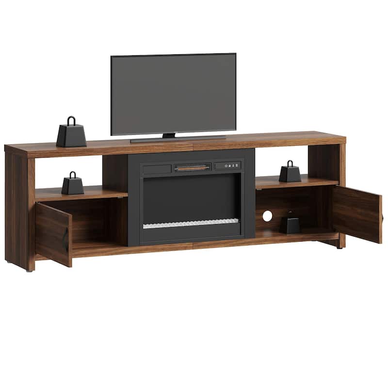 70" TV Stand for 75" TVs with LED Fireplace Light and Cabinet - 71 inches