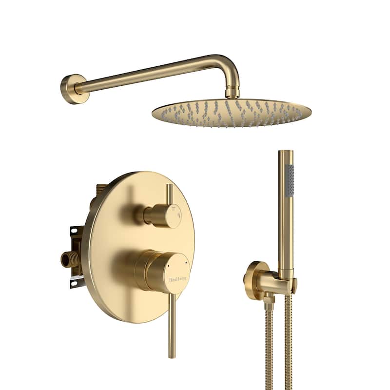 2-Function 10-In Wall Mounted Shower System - Brushed Gold
