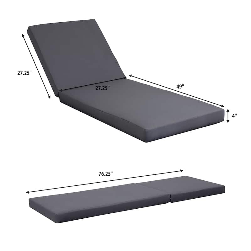 One-sided Open Storage Lounge Chairs Outdoor Patio Acacia Wood Chaise Lounge with Adjustable Backrest & Water-repellent Cushions