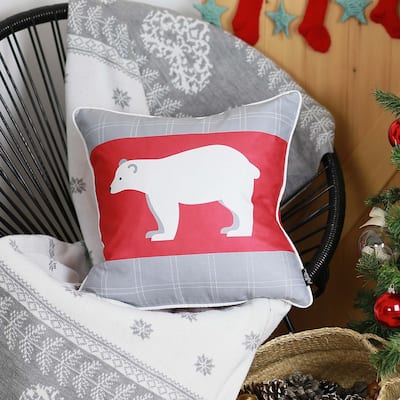 Decorative Christmas Bear Single Throw Pillow Cover Square 18" x 18"