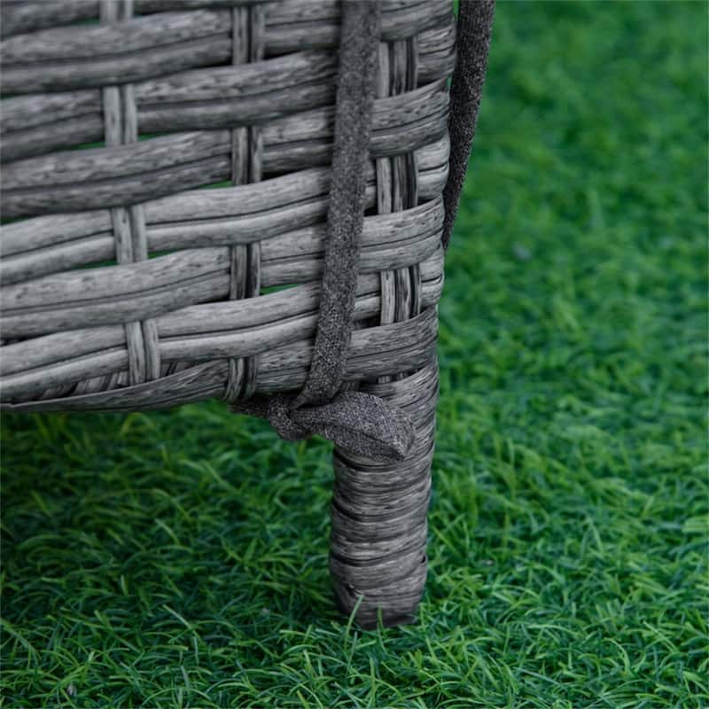 4-Level Outdoor PE Rattan Lounger Chair with Adjustable Backrest and Padded Cushion