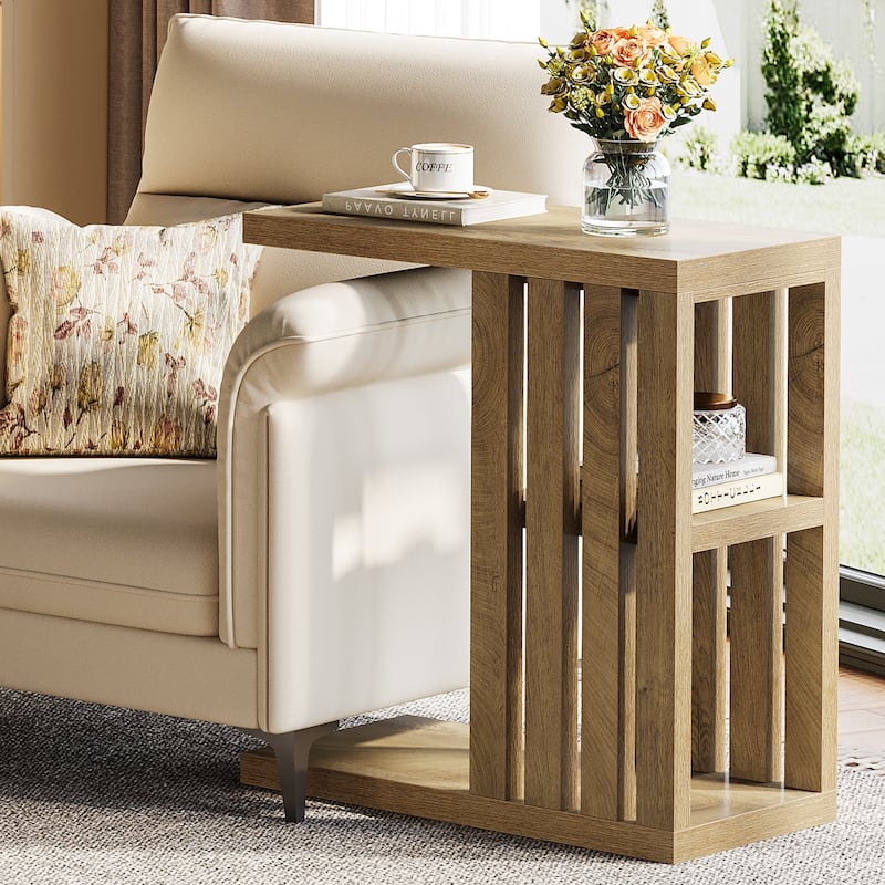 C Shaped End Table - Brown-1PCS
