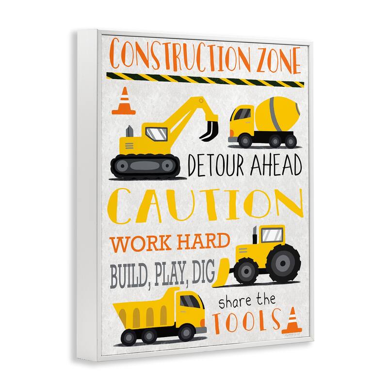 Stupell Construction Zone Ahead Framed Giclee Art Design By Elizabeth Tyndall
