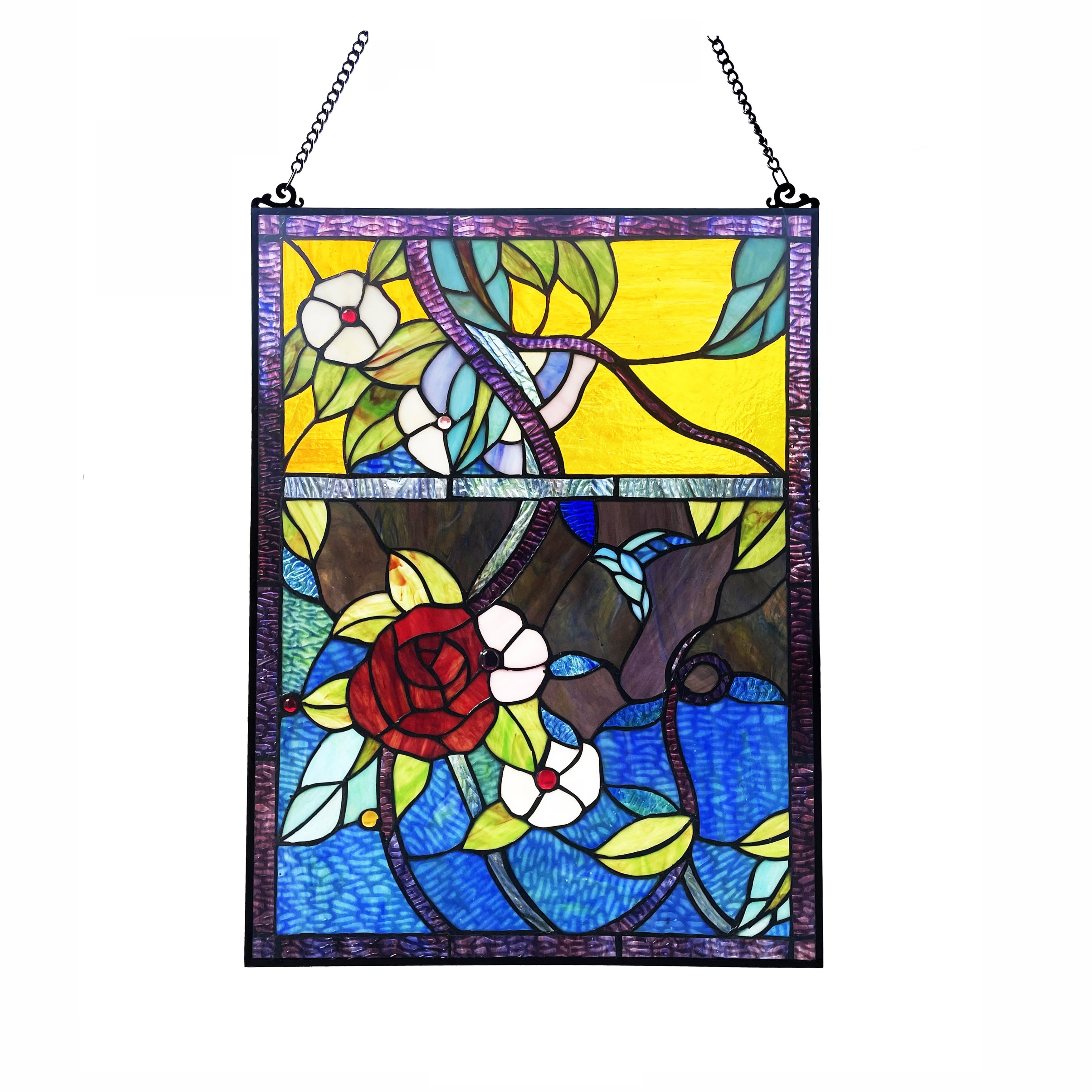 Floral Design Window Panel/Sun Catcher - 24 inches high