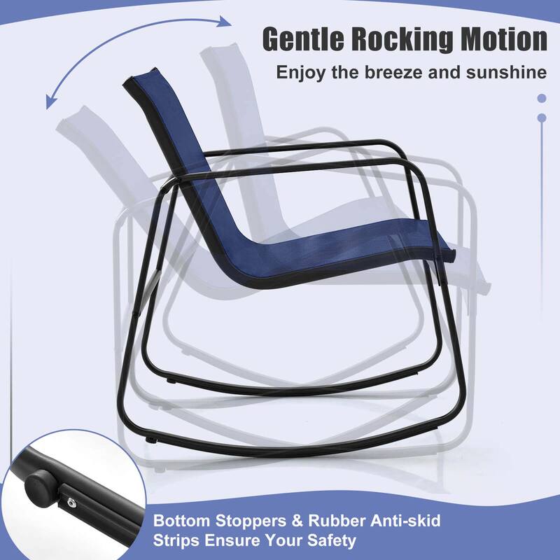 Gymax 4 Piece Rocking Bistro Set Patio Furniture Set w/ Loveseat 2