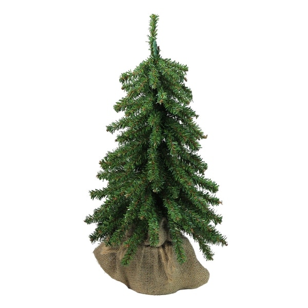 15" Downswept Mini Village Pine Artificial Christmas Tree in Burlap Base - Unlit