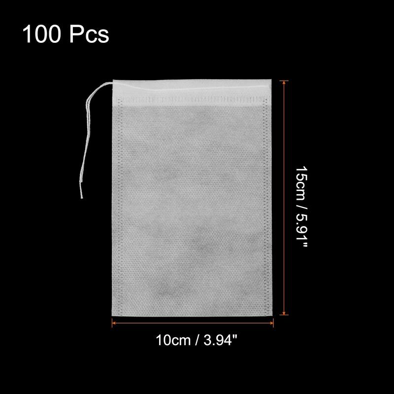 100 Pcs Disposable Tea Bags for Loose Leaf Tea, Tea Filter Bags - White - 5.9" x 3.9"