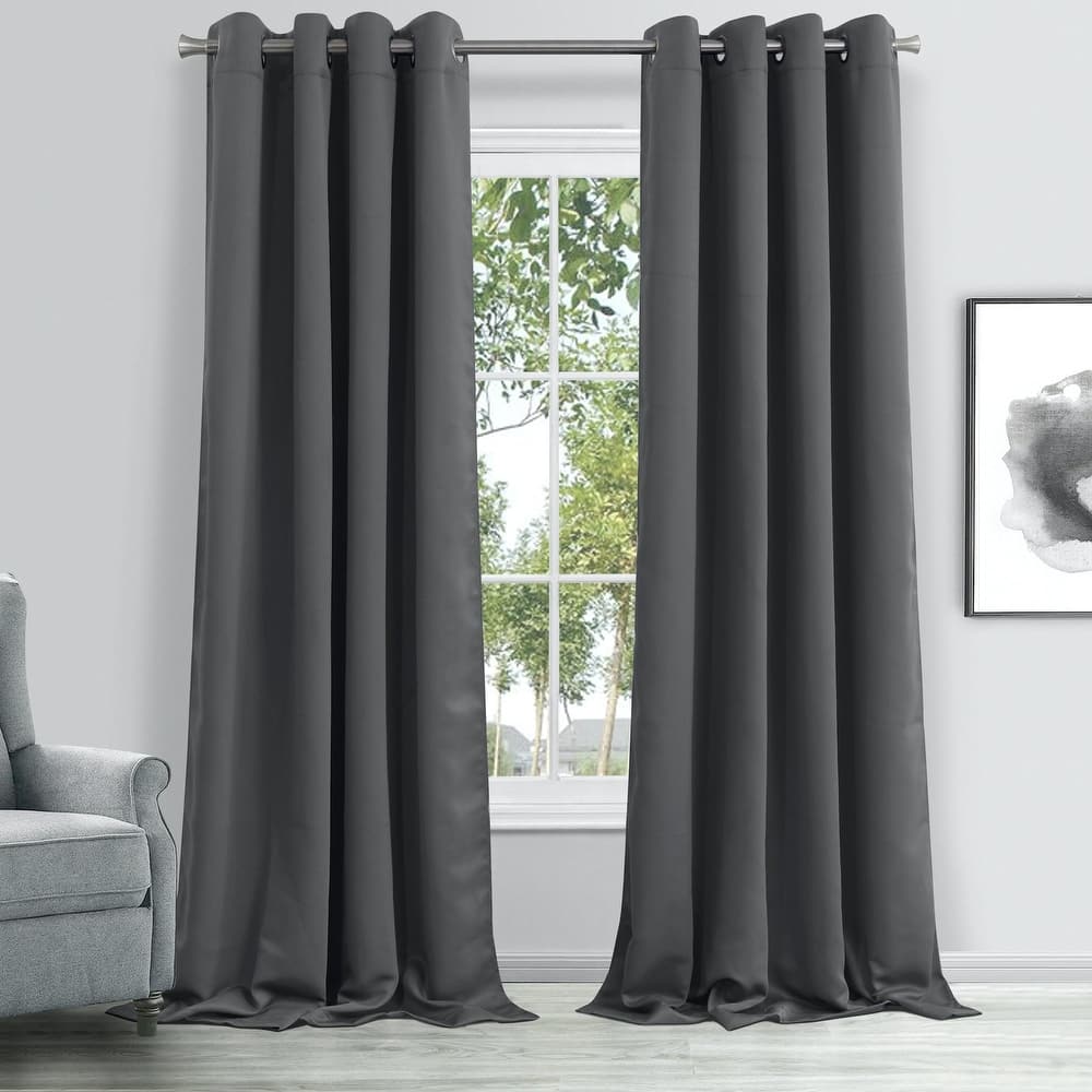 Dainty Home Hamden Blackout Thermal Insulated Grommet Single Panel Extra Wide Curtains - 54" x 84"