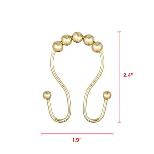 dimension image slide 1 of 3, Utopia Alley Double Roller Ball Stainless Steel Shower Curtain Hooks Rings, Set of 12