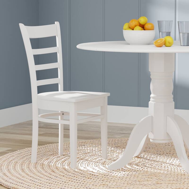 3-Piece Dining Set, 42" Round Drop-Leaf Table and Slat Back Chairs