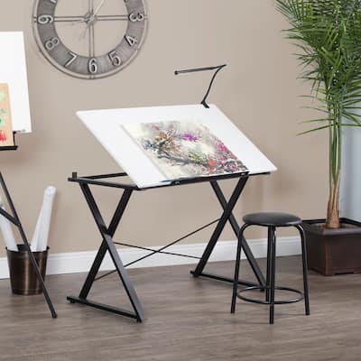 Studio Designs Axiom Drawing Table with Adjustable Wood Top