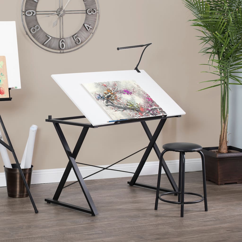 Studio Designs Axiom Drawing Table with Adjustable Wood Top