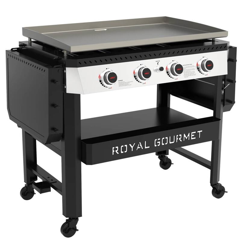 Royal Gourmet 34-Inch 4-Burner Propane Gas Griddle,Black & Silver