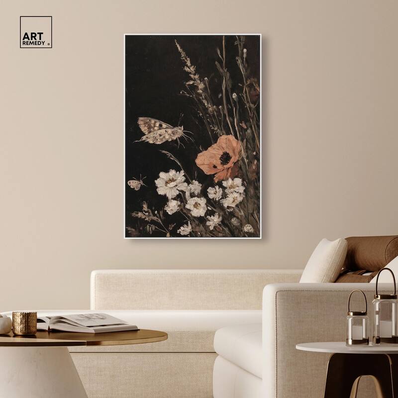 Poppy and Moth II Canvas by Art Remedy