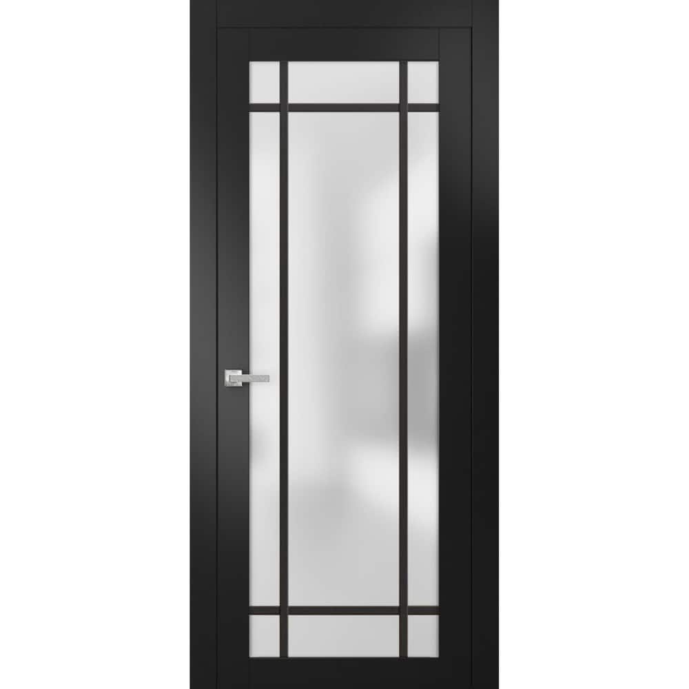 Solid French Door 18 x 80 Planum 2112 Matte Black| Bathroom