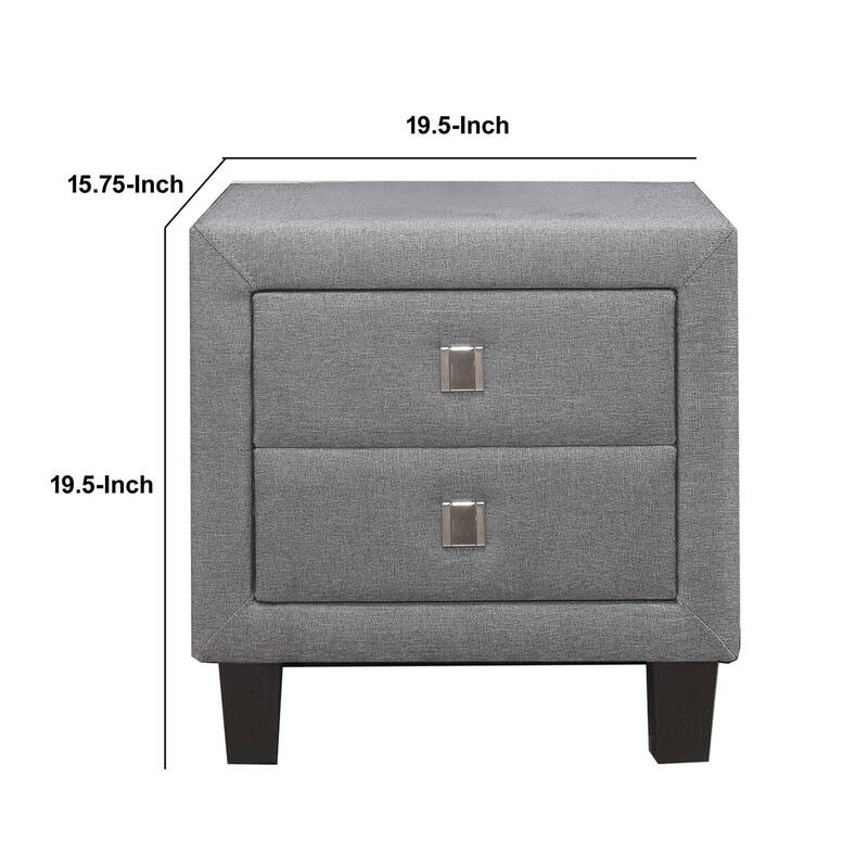 Gray/Black 2 Drawer 15.75 in. W Nightstand with Sturdy Hardware and Ample Storage