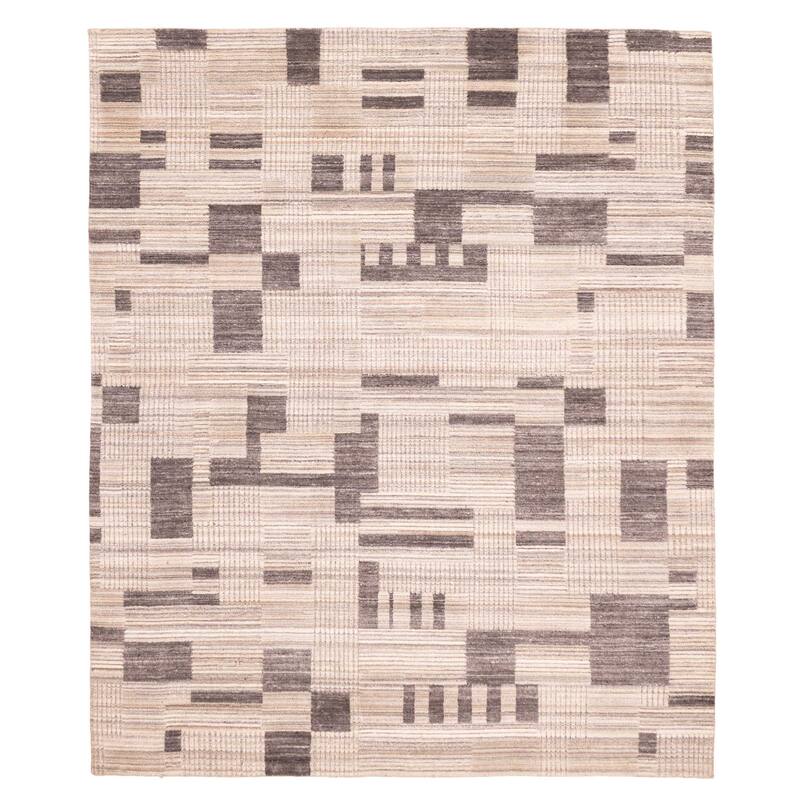 ECARPETGALLERY Hand Loomed Elysian Tan Wool Rug - 8'1 x 9'10