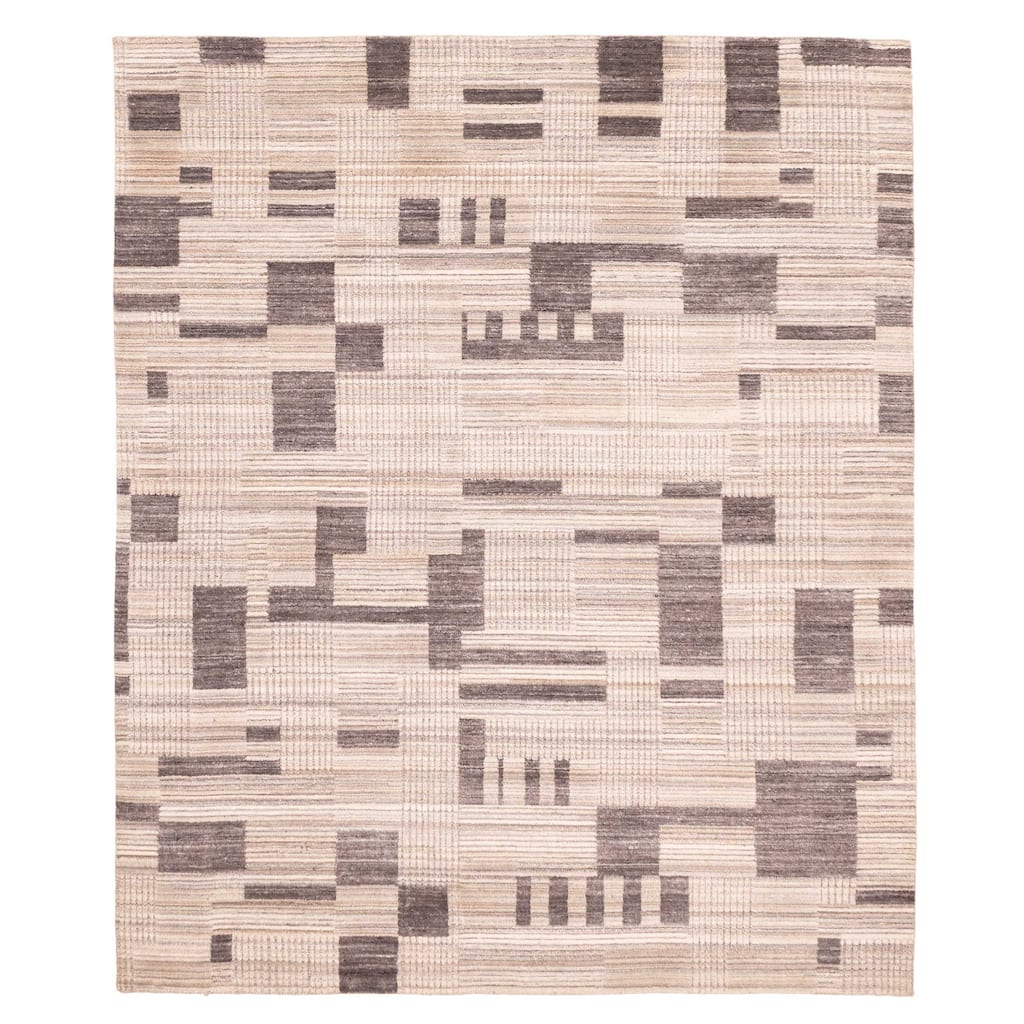 ECARPETGALLERY Hand Loomed Elysian Tan Wool Rug - 8'1 x 9'10