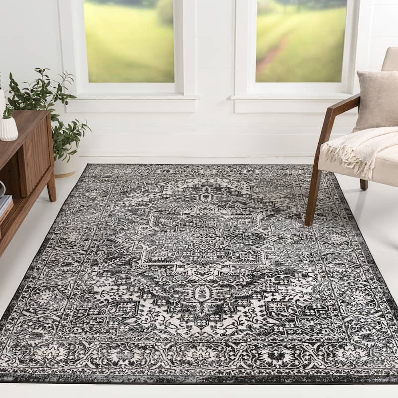 JONATHAN Y Traditional Persian Vintage Medallion Area Rug - 2 X 8 - Black