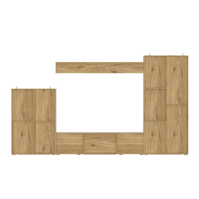 Modern Wall Entertainment Center with TV Stand and Storage Cabinets, Modular Media Console System