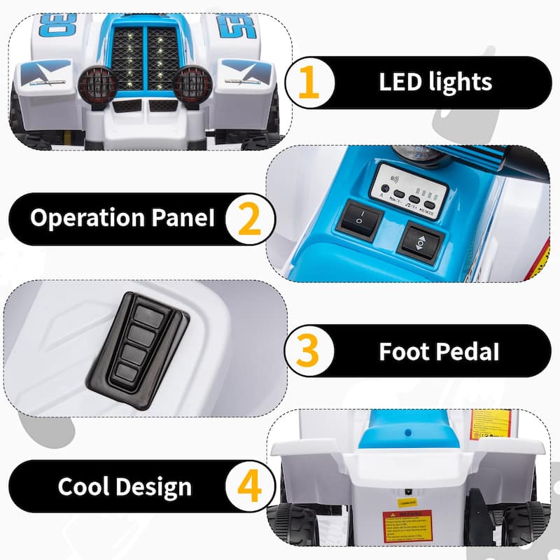 6V Kids Ride On Electric ATV, Ride Car with LED Headlights