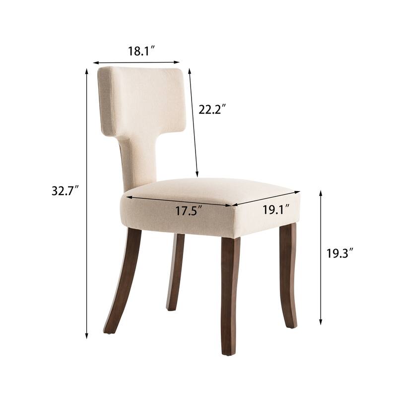Upholstered Mordern Design T Back Dining Side Chair- Set of 2