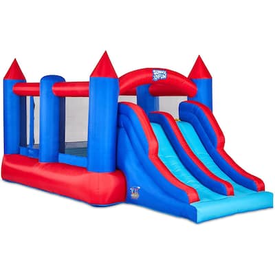 Sunny & Fun Bounce House, Bouncy House for Kids with Dual Slide and Air Pump