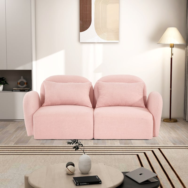 Teddy Upholstered Sofa Loveseat With Pillows