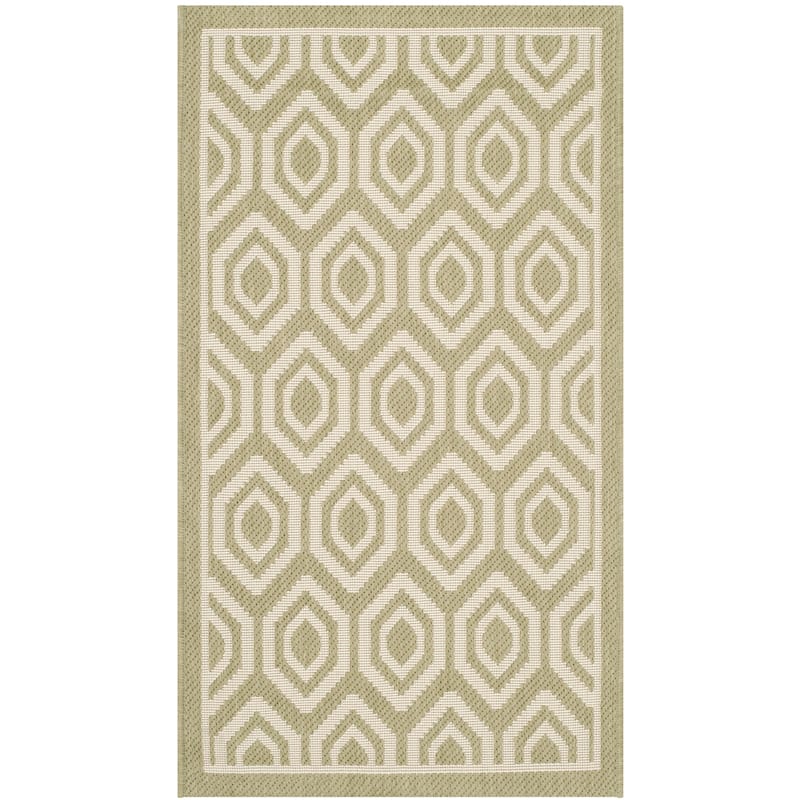 SAFAVIEH Courtyard Carolee Indoor/ Outdoor Patio Backyard Rug - 2' x 3'7" - Green/Beige