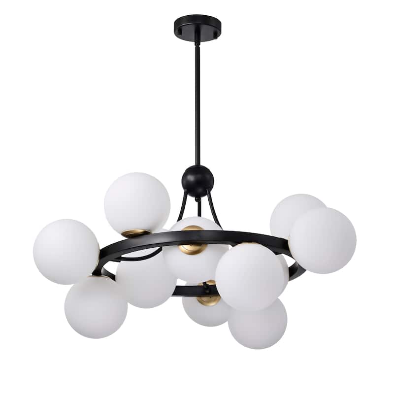 Coraline 30 Inch Sputnik Modern Ceiling Lighted Chandelier Matte Black Finished 12-Light - N/A