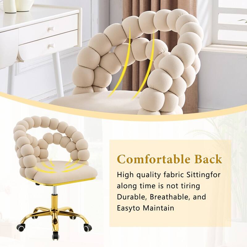 Velvet Bubble Chain Accent Chair with Gold Casters - Modern Sculptural Seating for Living Room & Office