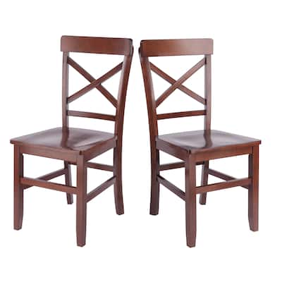 Xenia 2-Pc Set X-Back Chairs Walnut Finish