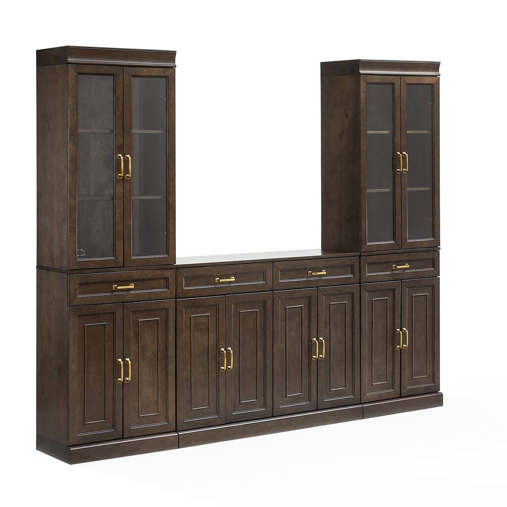 Crosley Stanton 3-Piece Sideboard And Glass Door Pantry Set