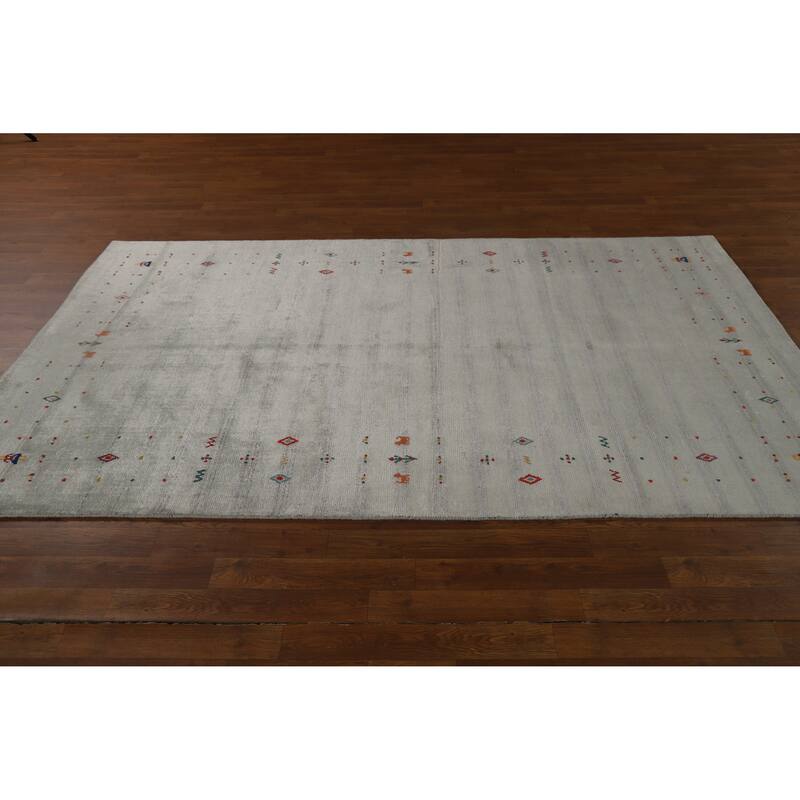 Hand Knotted Oriental 100% Wool Carpet Tribal Tribal Green Gabbeh Area Rug - 8' 1'' X 4' 10''