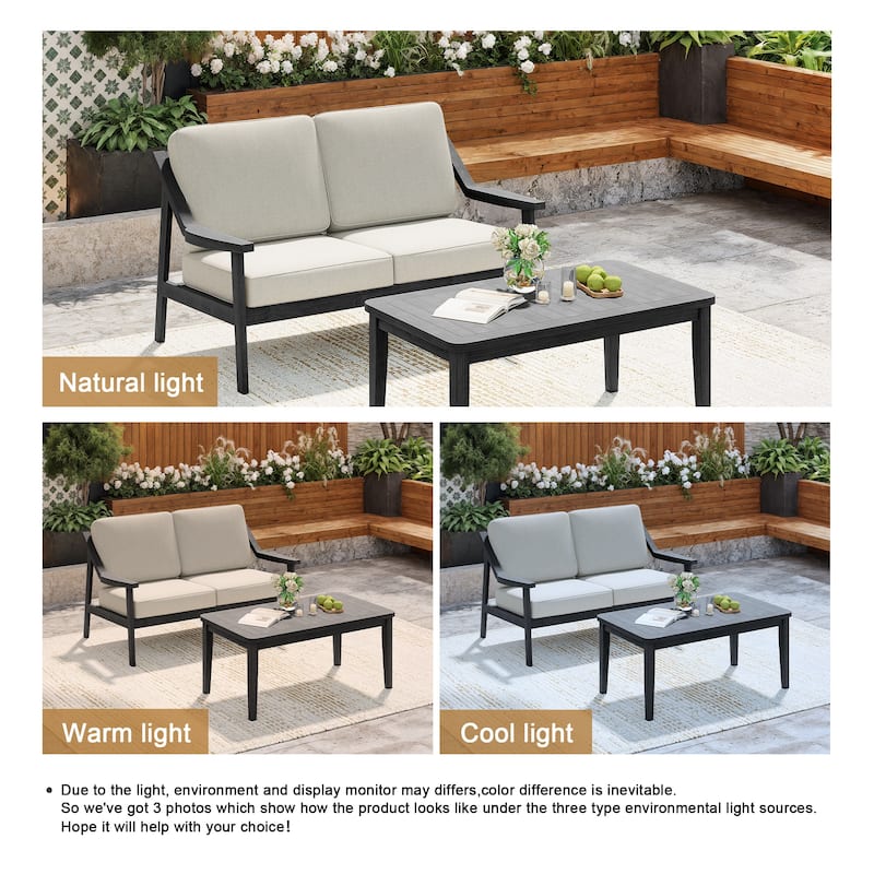 Outdoor Patio Wood Bistro Set/Loveseat Set