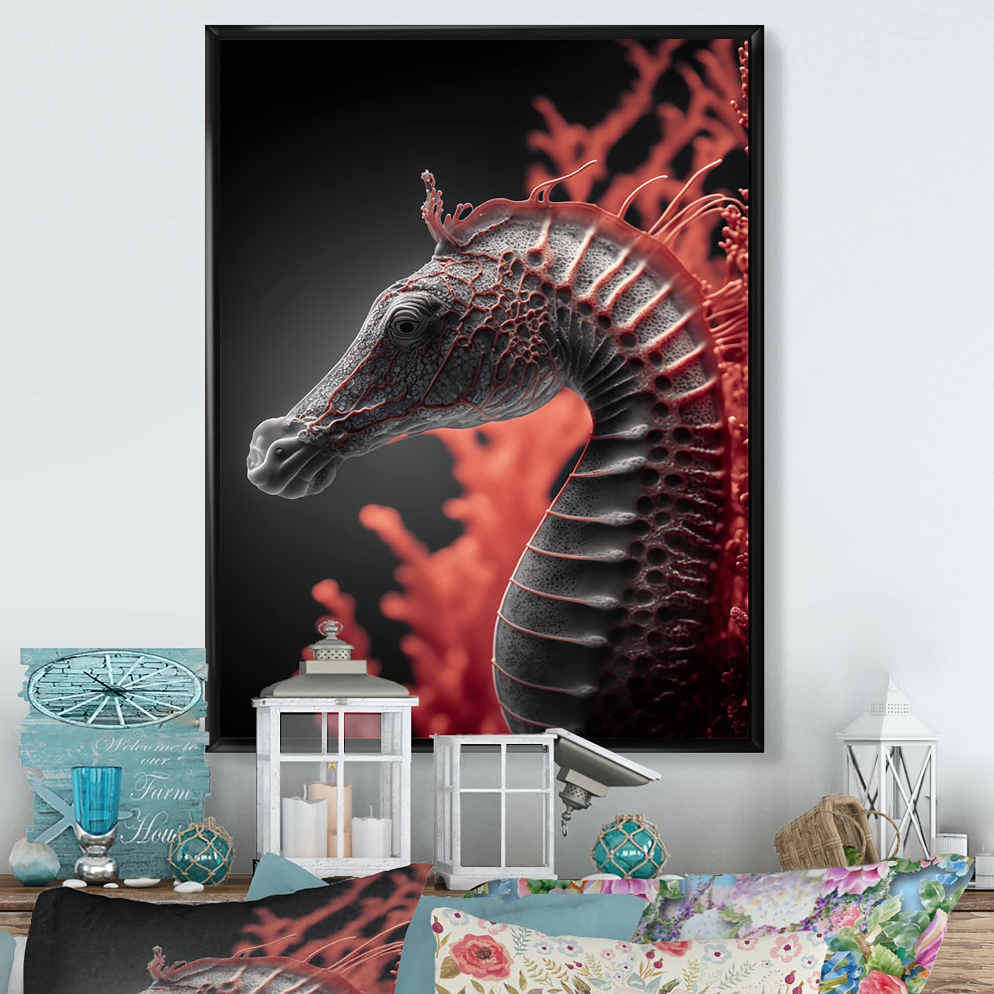 seahorse framed artwork