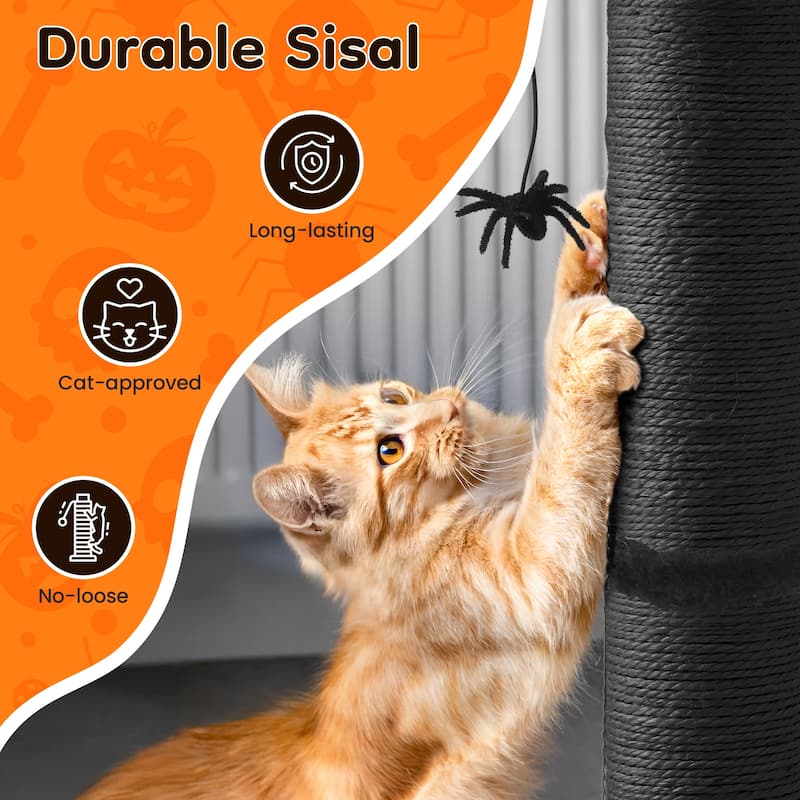 25" Halloween-Themed Cat Scratching Post - Black