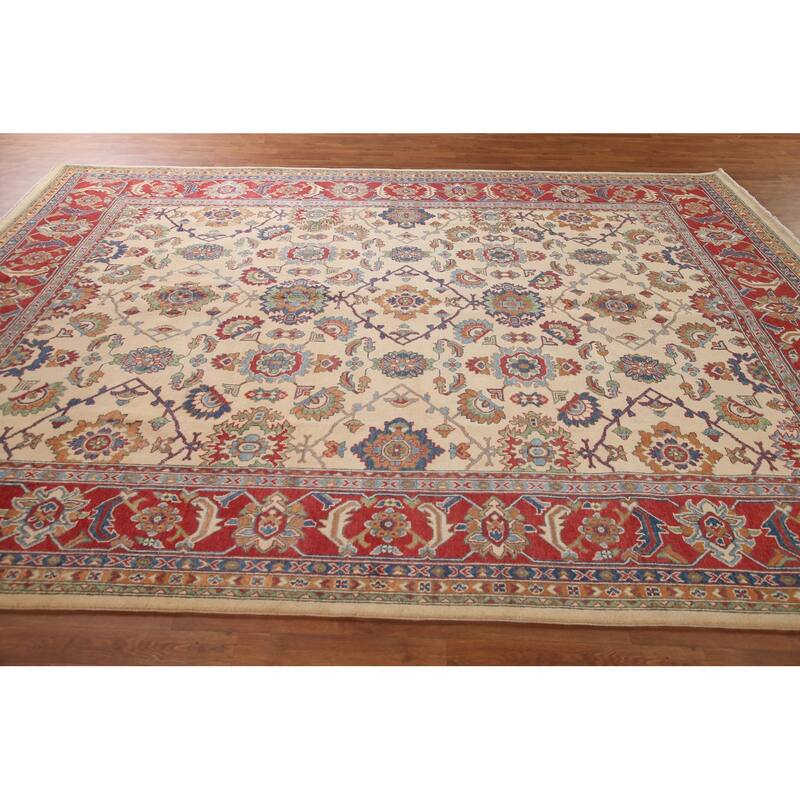 Ivory Kazak Area Rug Handmade Wool Carpet - 8'10"x 11'6"