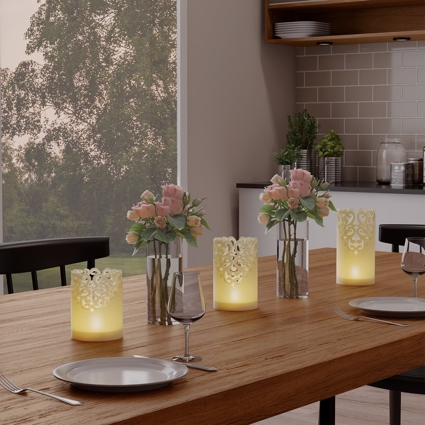 3 piece led candle set with remote control on sale
