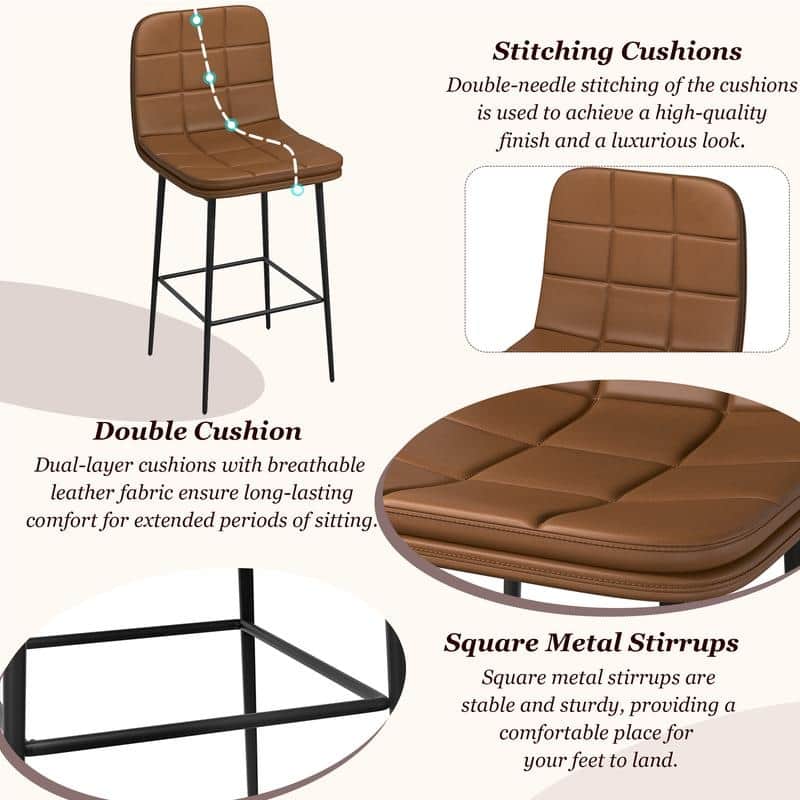Metal Upholstered Bar Stools (Set of 8)