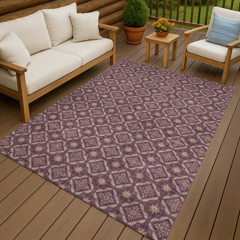 Machine Washable Indoor/ Outdoor Contemporary Granby Chantille Rug - Eggplant - 8' x 10'