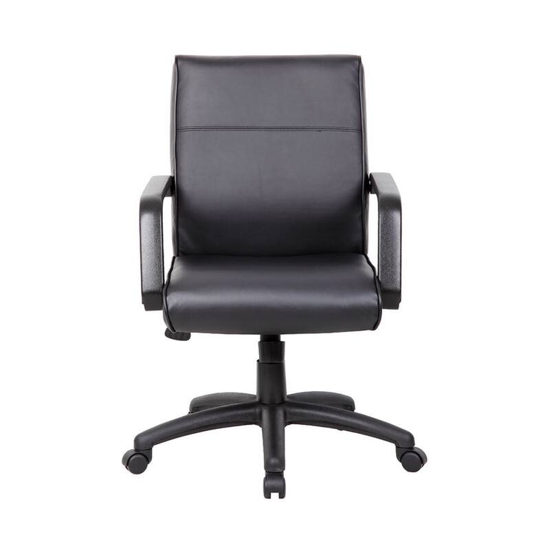 Rolling Executive Armchair, Black Faux Leather, Lumbar Support, Swivel