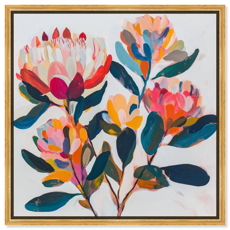 Contemporary Flora I Canvas by Art Remedy - Gold - 40" x 40"
