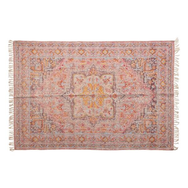slide 1 of 3, Woven Cotton Distressed Print Rug, Multi Color - 4' x 6'
