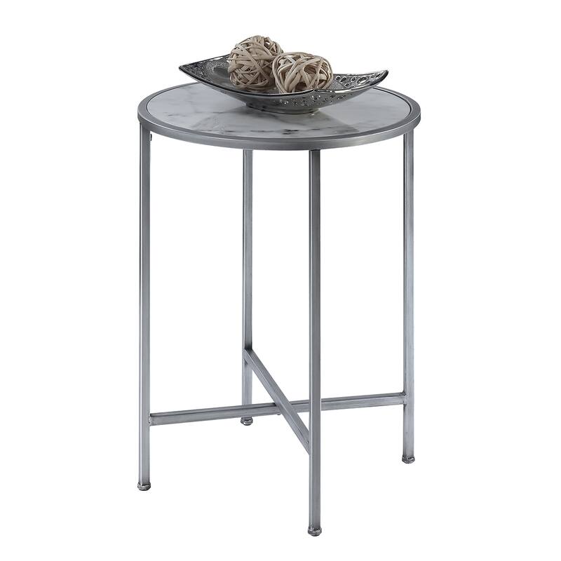 Convenience Concepts Gold Coast Faux Marble Round End Table