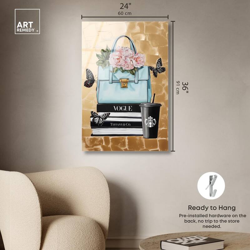 Golden Era of Glam Books Acrylic by Art Remedy, Ready to Hang