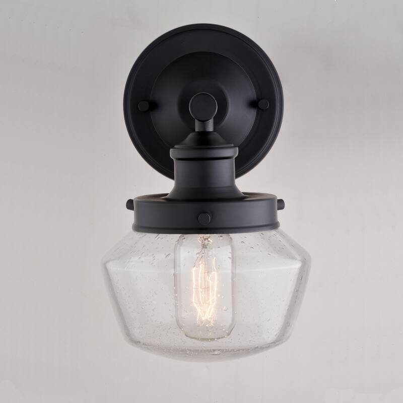 Collins Black Clear Glass Outdoor 1-light Wall Lantern